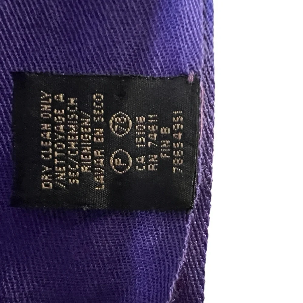 Frangi large 50/50 silk & wool solid purple scarf / wrap with fringe